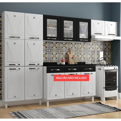 Cozinha de Aço Compacta Star New 3 Peças Branco/Preto - Telasul