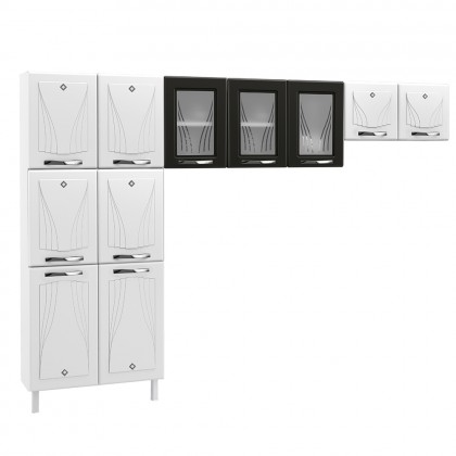 Cozinha de Aço Compacta Star New 3 Peças Branco/Preto - Telasul
