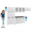 Cozinha de Aço Completa Star New C/ Vidro e Balcão Branco - Telasul