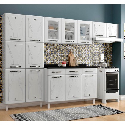 Cozinha de Aço Completa Star New C/ Vidro e Balcão Branco - Telasul