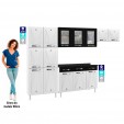Cozinha de Aço Completa Star New C/ Vidro e Balcão Branco/Preto - Telasul