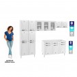 Cozinha de Aço Completa Star New 3vidros Balcão P/ Pia Branco - Telasul
