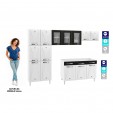 Cozinha de Aço Completa Star New 3vidros Balcão P/ Pia Branco/Preto - Telasul