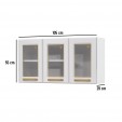 Armário de Cozinha Aço Aéreo Triplo C/ Vidro Diamante Branco - Telasul