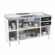 Balcão de Cozinha de Aço Star New 150cm para Pia Branco/Preto - Telasul