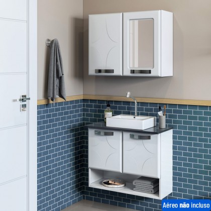 Balcão Gabinete para Banheiro em Aço Rubi 2 Portas Branco - Telasul