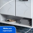 Kit Conjunto para Banheiro em Aço Rubi 4 Portas C/ Espelho Branco - Telasul
