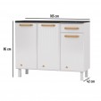 Balcão de Cozinha de Aço Triplo Diamante Smart C/ Tampo Branco - Telasul