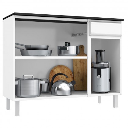 Balcão de Cozinha de Aço Triplo Diamante Smart C/ Tampo Branco - Telasul