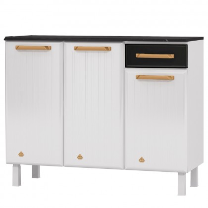 Balcão de Cozinha de Aço Triplo Diamante Smart C/ Tampo Branco/Preto - Telasul