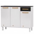 Balcão de Cozinha de Aço Triplo Diamante Smart C/ Tampo Branco/Preto - Telasul