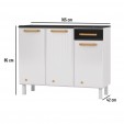 Balcão de Cozinha de Aço Triplo Diamante Smart C/ Tampo Branco/Preto - Telasul