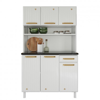 Armário de Cozinha de Aço Kit Triplo Diamante Smart Branco - Telasul