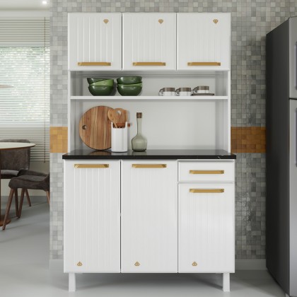 Armário de Cozinha de Aço Kit Triplo Diamante Smart Branco - Telasul