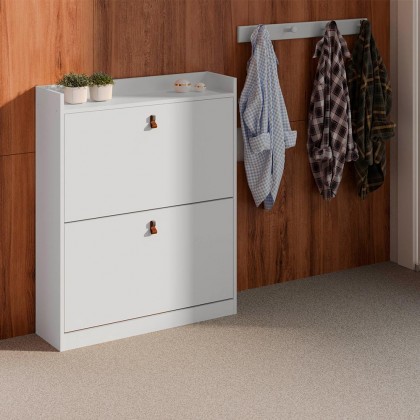 Sapateira Aparador Basculante Versa Home 2 Gavetas Branco - Telasul