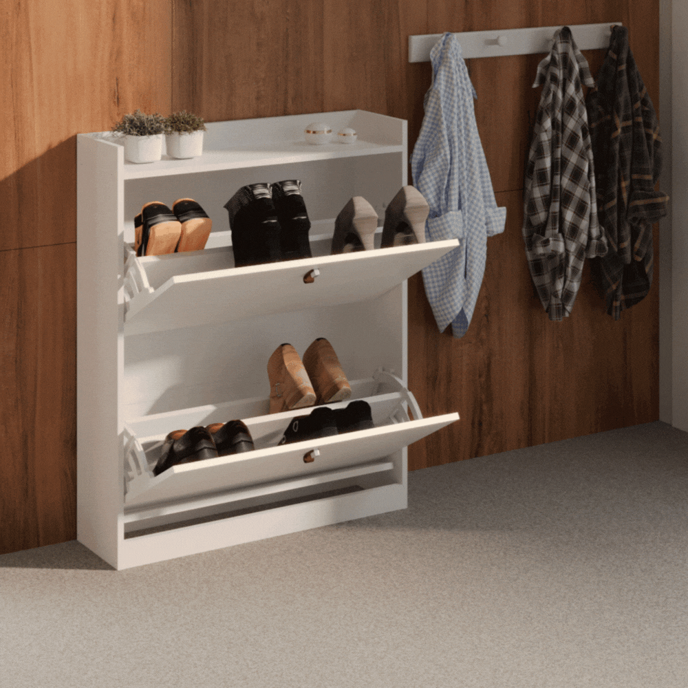 Sapateira Aparador Basculante Versa Home 2 Gavetas Branco - Telasul