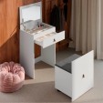 Penteadeira Cômoda Versa Home com Espelho e Banqueta Branco - Telasul