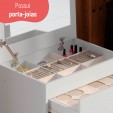 Penteadeira Cômoda Versa Home com Espelho e Banqueta Branco - Telasul