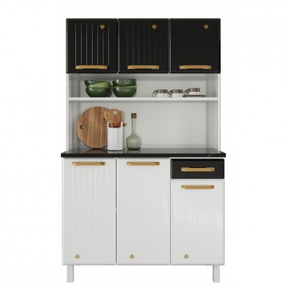 Armário de Cozinha de Aço Kit Triplo Diamante Smart Branco/Preto - Telasul