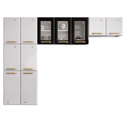 Cozinha de Aço Compacta Diamante C/ Vidro 3 Peças Branco/Preto - Telasul