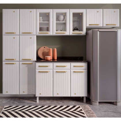 Cozinha de Aço Completa Diamante 4pçs 3vd Branco - Telasul
