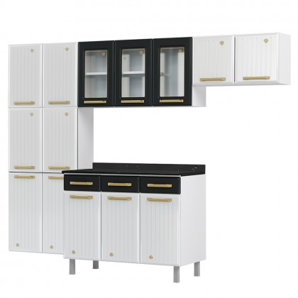 Cozinha de Aço Completa Diamante 4pçs 3vd Branco/Preto - Telasul