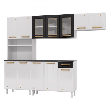 Cozinha de Aço Compacta Diamante 4pçs C/ Kit Branco/Preto - Telasul