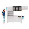 Cozinha de Aço Compacta Diamante 4pçs C/ Kit Branco/Preto - Telasul