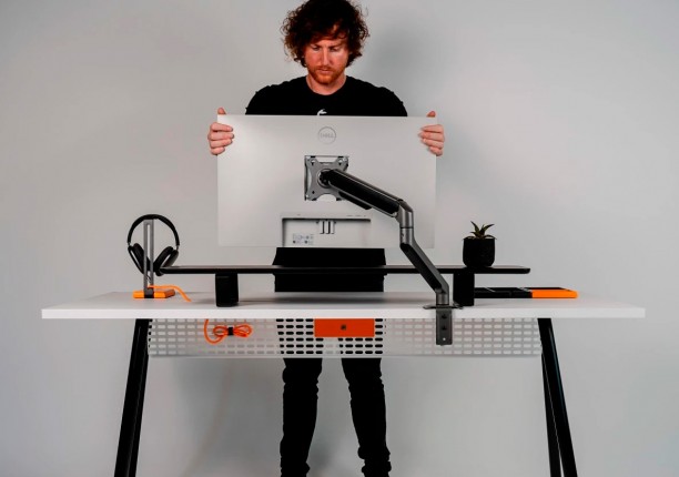Suporte Braço Articulado para Monitor Hrebos Cinza Giopro