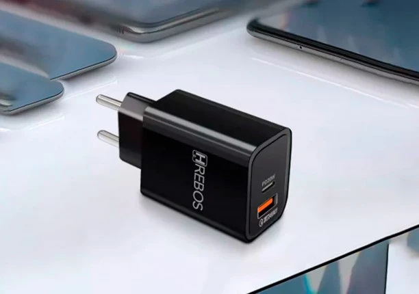 Carregador Turbo Hrebos Usb-C + Usb - 20w