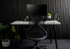 Mesa Office Escrivaninha Nobilis Slim M2 Branco/Preto Giopro