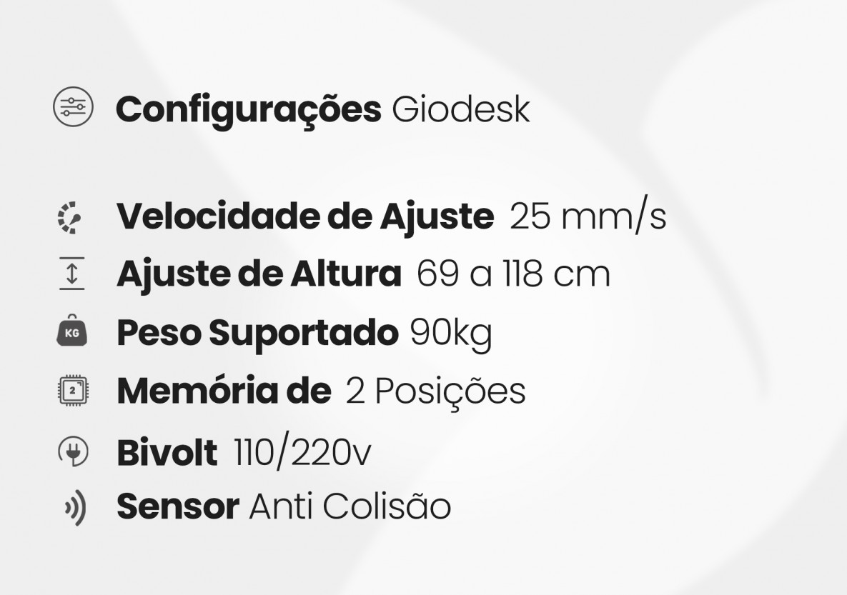 Mesa Regulagem de Altura Elétrica Giodesk Minimal M2 Giopro Mesa Regulagem de Altura Elétrica Giodesk Minimal M2 Giopro
