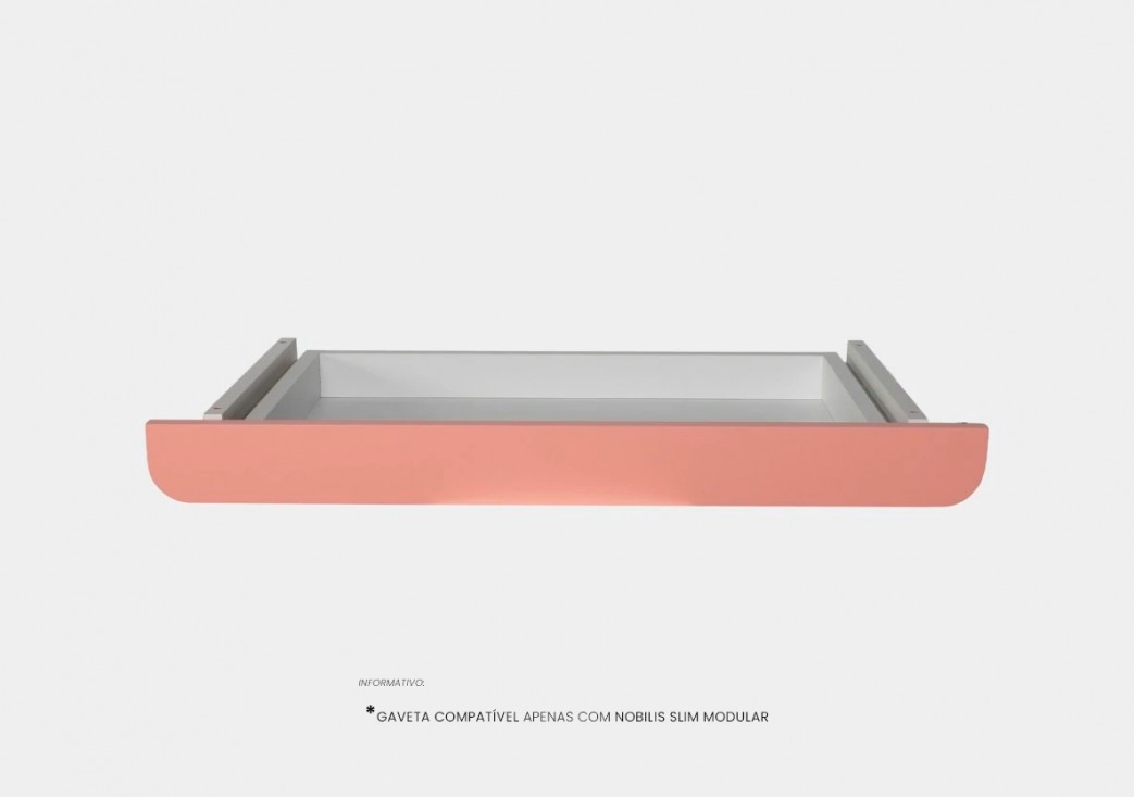 Gaveta Slim Modular Branco/Rosa
