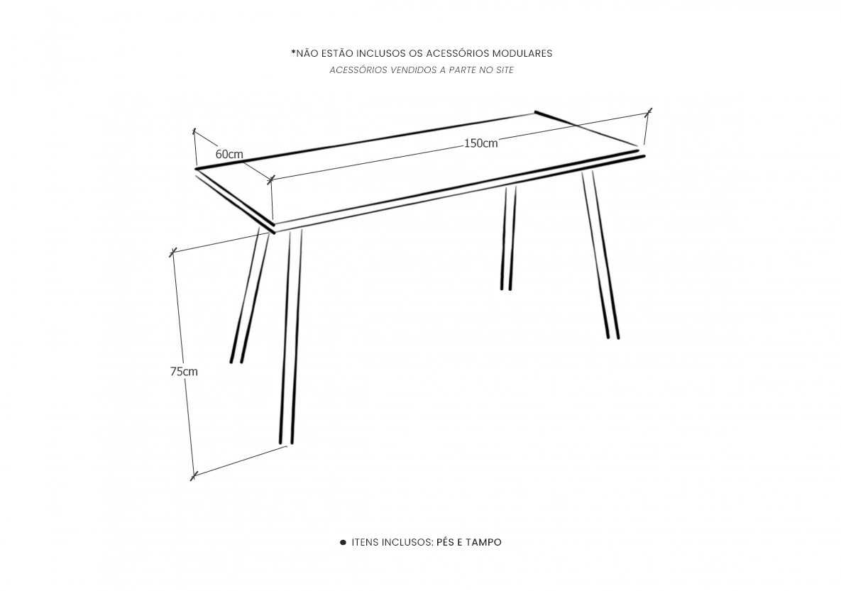 Mesa Modular Office Escrivaninha Nobilis Slim M4 Giopro Mesa Modular Office Escrivaninha Nobilis Slim M4 Giopro