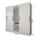 Guarda-Roupa Casal Katy 3 Portas 2 Gavetas com Espelho Branco - Pnr Móveis