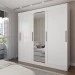 Guarda-Roupa Casal Katy 3 Portas 2 Gavetas com Espelho Branco - Pnr Móveis