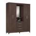 Guarda-Roupa Solteiro Pérsia 4 Portas 3 Gavetas com Espelho Café Touch - Demóbile