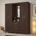 Guarda-Roupa Solteiro Pérsia 4 Portas 3 Gavetas com Espelho Café Touch - Demóbile