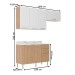Cozinha Compacta Dália 6 Portas 3 Gavetas Freijó/Branco/Mármore Branco - Tecno Mobili