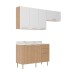 Cozinha Compacta Dália 6 Portas 3 Gavetas Freijó/Branco/Mármore Branco - Tecno Mobili