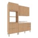 Cozinha Compacta Tulipa 6 Portas e 5 Gavetas Freijó/Mármore Branco - Tecno Mobili