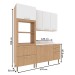 Cozinha Compacta Tulipa 6 Portas e 5 Gavetas Freijó/Branco/Mármore Branco - Tecno Mobili