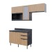 Cozinha Compacta Orquídea 5 Portas 3 Gavetas com Vidro Freijó/Mármore Lunar - Tecno Mobili