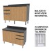 Cozinha Compacta Orquídea 5 Portas 3 Gavetas com Vidro Freijó/Mármore Lunar - Tecno Mobili