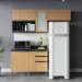 Cozinha Compacta Orquídea 5 Portas 3 Gavetas com Vidro Freijó/Mármore Lunar - Tecno Mobili