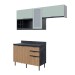 Cozinha Compacta Orquídea 5 Portas 3 Gavetas com Vidro Mármore Lunar/Freijó/Verde Mar - Tecno Mobili