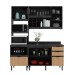 Cozinha Compacta Begônia 6 Portas 4 Gavetas com Vidro Mármore Lunar/Freijó Tecno Mobili