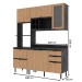 Cozinha Compacta Begônia 6 Portas 4 Gavetas com Vidro Mármore Lunar/Freijó Tecno Mobili