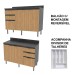 Cozinha Compacta Begônia 6 Portas 4 Gavetas com Vidro Mármore Lunar/Freijó Tecno Mobili