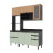 Cozinha Compacta Begônia 6 Portas 4 Gavetas com Vidro Mármore Lunar/Verde Mar/Freijó - Tecno Mobili